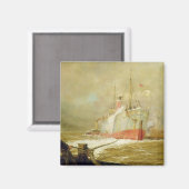 Docken eines Frachtschiffs Magnet (Vorderseite/Rückseite)