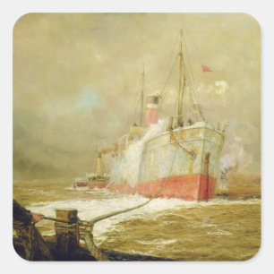 Docken eines Frachtschiffs Quadratischer Aufkleber