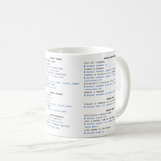 DOCKER Cheat Sheet-TASSE Kaffeetasse (VorderseiteRechts)