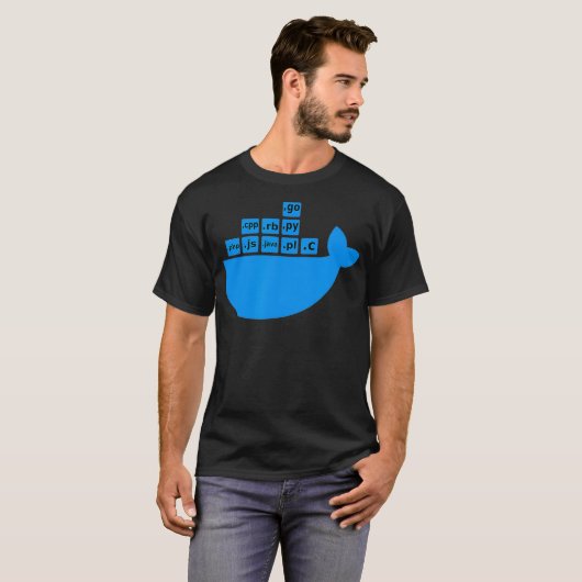 Docker Js C Golang Ruby Python Hackathon Tech Star T-Shirt (Vorne ganz)