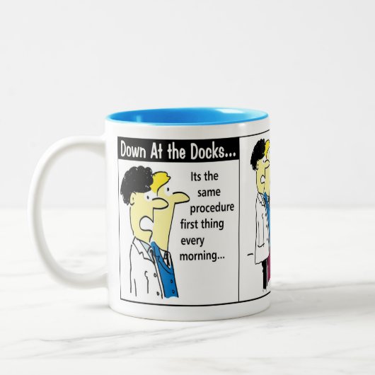 Docker Shipping Container Cartoon Spaß Zweifarbige Tasse (Links)