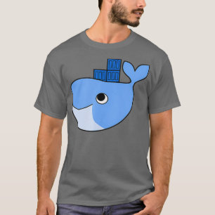 Docker Swarm Container auf Blue Whale Hackathon T-Shirt