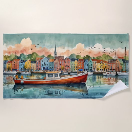 Docking Boote Strandhandtuch (Vorderseite)