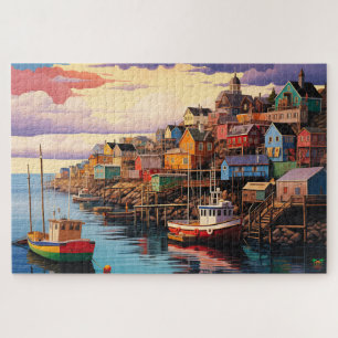 🌅 Dockside Drama: Stadt am Meer Puzzle