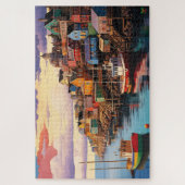 🌅 Dockside Drama: Stadt am Meer Puzzle (Vertikal)