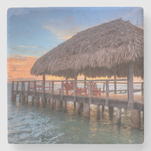 Dockside-Sonnenaufgang Steinuntersetzer