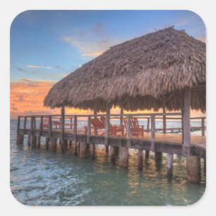 Dockside Sunrise Quadratischer Aufkleber