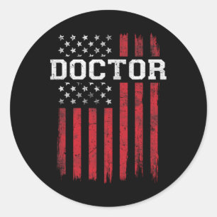 Doctor American Flag Usa Patriot Patriotic Runder Aufkleber