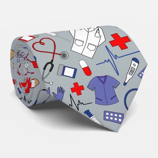 Doctor and Nurse Patterned Graduation Krawatte (Gerollt)