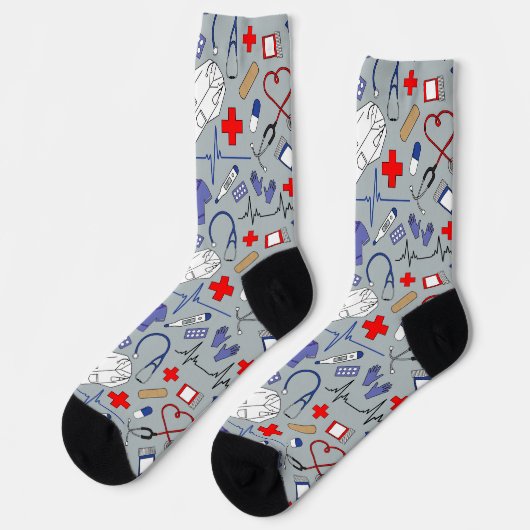 Doctor and Nurse Scrubs Patterned Socken (Linkes Detail)