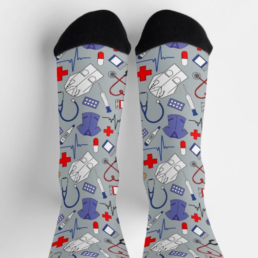Doctor and Nurse Scrubs Patterned Socken (Oben)