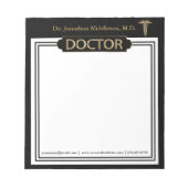 Doctor - Black and Gold Notepad Notizblock (Vorderseite)