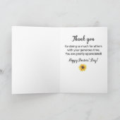 Doctor Day dankt Sonnenblumen auf schwarz und weiß Karte (Innenseite)