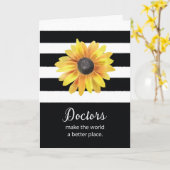 Doctor Day dankt Sonnenblumen auf schwarz und weiß Karte (Gelbe Blume)