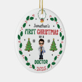 Doctor First Christmas Personalisiert Round Keramik Ornament (Rechts)