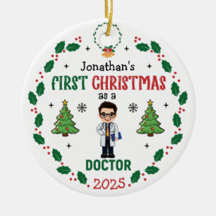 Doctor First Christmas Personalisiert Round Keramik Ornament