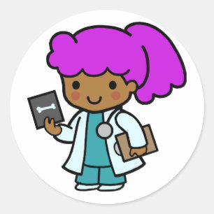 Doctor Girl Runder Aufkleber