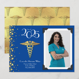 Doctor Gold Abschluss Announcement Blue Einladung