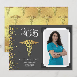 Doctor Gold Abschluss Announction Gray Einladung