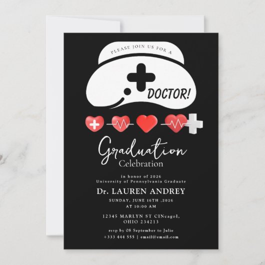 Doctor Graduation Party Invitation Einladung (Vorderseite)