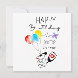 Doctor Happy Birthday Balloons Flat Birthday Feiertagskarte