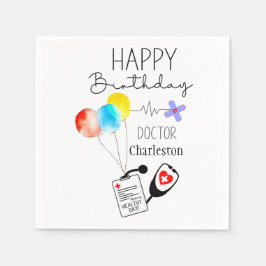 Doctor Happy Birthday Balloons Flat Birthday Serviette