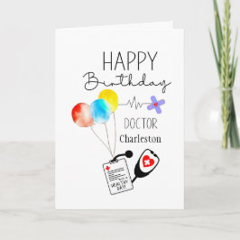 Doctor Happy Birthday Balloons Personalisiert Karte