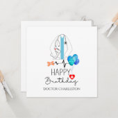 Doctor Happy Birthday White Coat Personalisiert Fl Karte (Vorderseite/Rückseite Beispiel)
