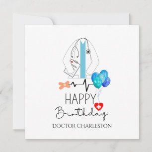Doctor Happy Birthday White Coat Personalisiert Fl Karte