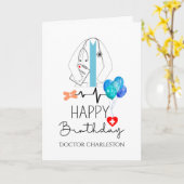 Doctor Happy Birthday White Coat Personalisiert Karte (Gelbe Blume)