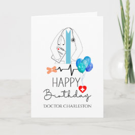 Doctor Happy Birthday White Coat Personalisiert Karte