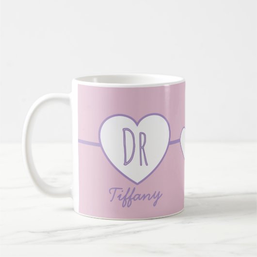 Doctor Heart Pink and Purple coffee mug Kaffeetasse (Links)