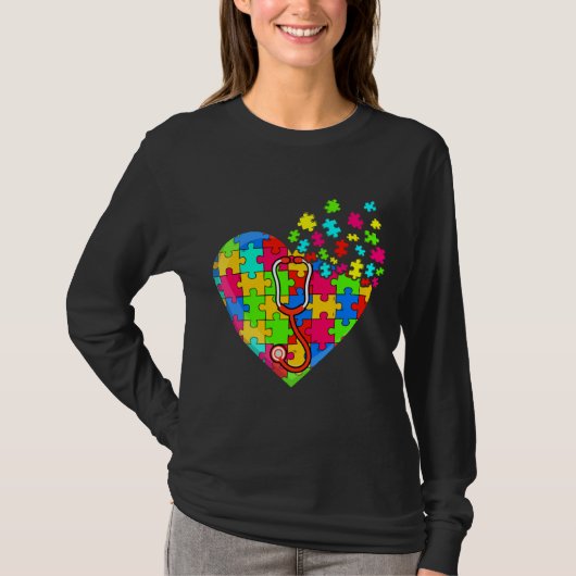 Doctor Heart Puzzle Pieces Support Autism Awarenes T-Shirt (Vorderseite)