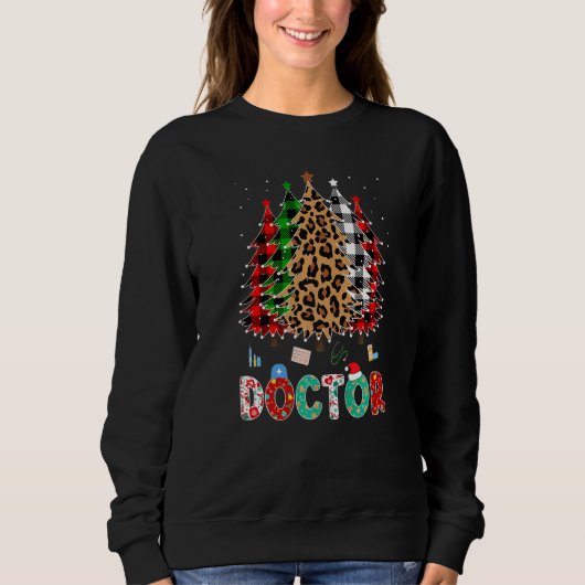 Doctor Leopard Red White Green Plaid Christmas Tre Sweatshirt (Vorderseite)