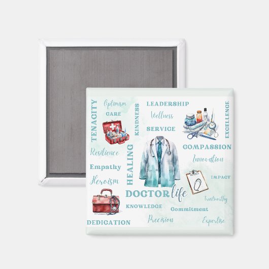 Doctor Life Square Magnet (Vorderseite/Rückseite)