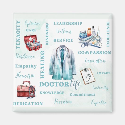 Doctor Life Square Magnet (Vorne)