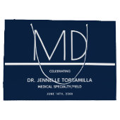Doctor MD Blue Graduation Party Große Geschenktüte (Rückseite)