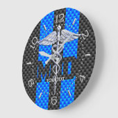 Doctor MD Caduceus Personalisiert Style Blue Carbo Große Wanduhr (Winkel)