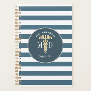 Doctor Medical Caduceus Dusty Blue Personalisiert Planer