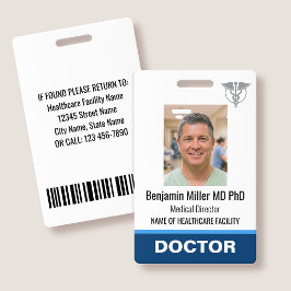 Doctor Nurse ID Badge Photo Logo Physician Blue Ausweis