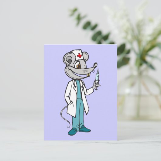 Doctor Nurse Mouse Postkarte (Stehend Vorderseite)