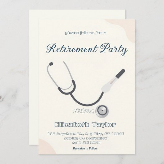 Doctor nurse retirement invitation einladung (Vorne/Hinten)