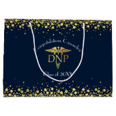 Doctor Nursing Practice Graduation Navy Blue Gold Große Geschenktüte (Rückseite)