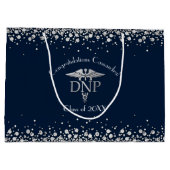 Doctor Nursing Practice Graduation NavyBlue Silver Große Geschenktüte (Rückseite)