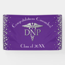 Doctor Nursing Practice Graduation Purple Silver Banner