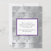 Doctor Nursing Practice Graduation Purple Silver Einladung (Rückseite)