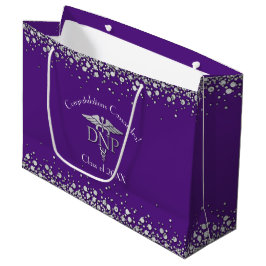 Doctor Nursing Practice Graduation Purple Silver Große Geschenktüte