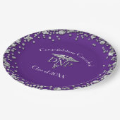 Doctor Nursing Practice Graduation Purple Silver Pappteller (Schrägansicht)