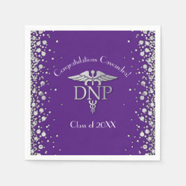 Doctor Nursing Practice Graduation Purple Silver Serviette