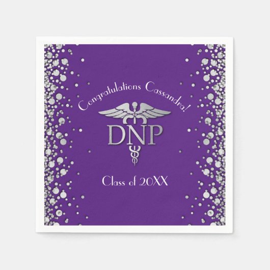 Doctor Nursing Practice Graduation Purple Silver Serviette (Vorderseite)